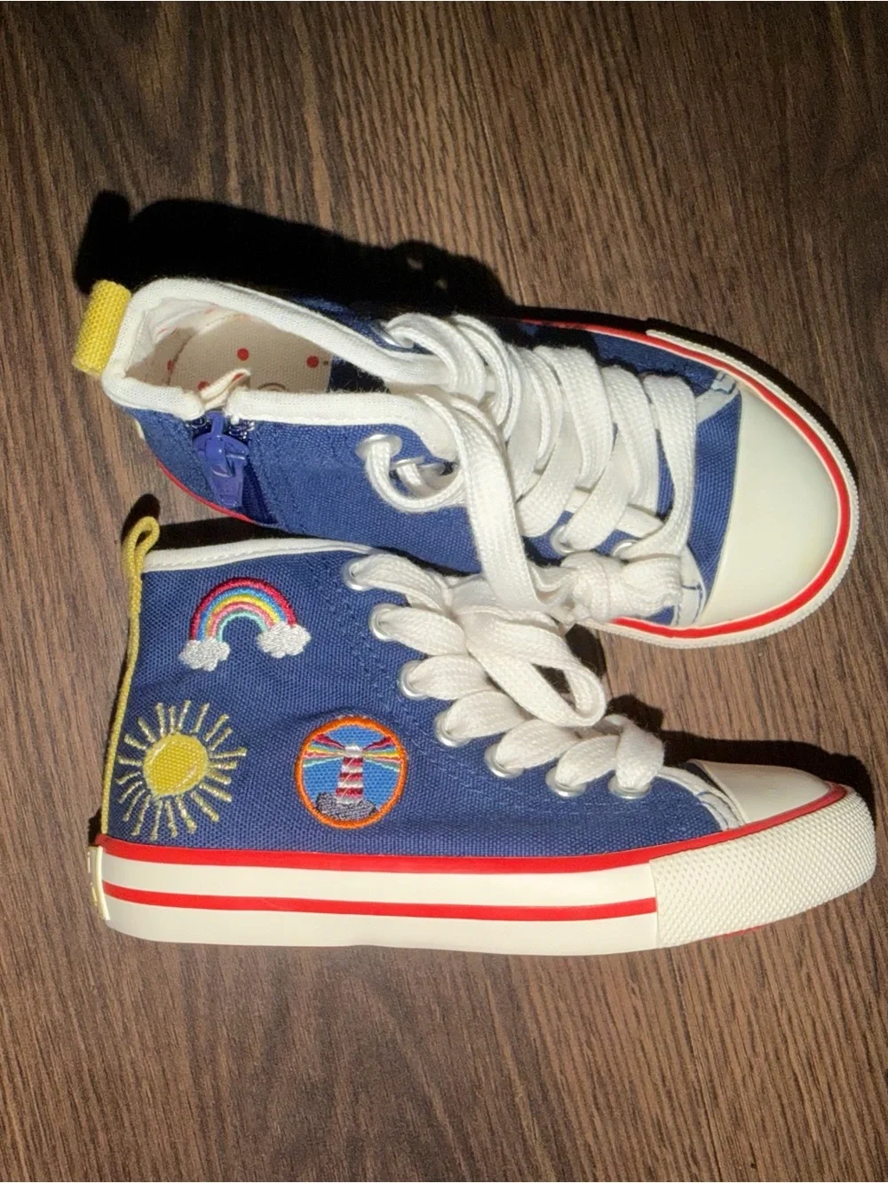 Mini Boden High Top Canvas Sneakers Size 24